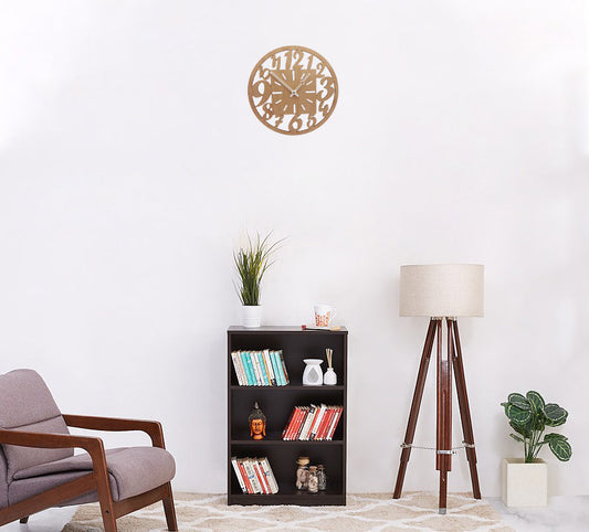 Wooden Designer Wall Clock with Oversized Cut-Out Numbers & Square Dial