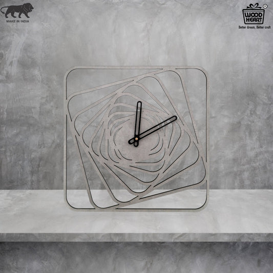 Geometric Designer Wall Clock – Abstract Spiral Pattern in Concrete Finish