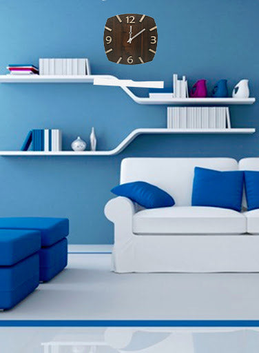 Curved Square Wooden Wall Clock with 3D Numerals