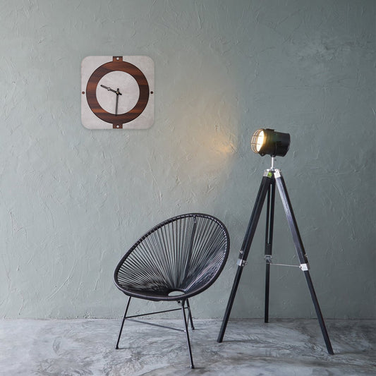 Concrete Series Wall Clock – Industrial Modern Design in Grey & Walnut Finish