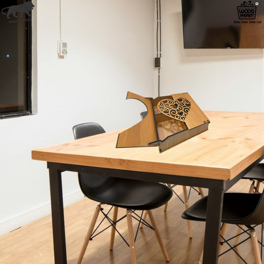 Decorative Wooden Gift Box with Heart Cut Design