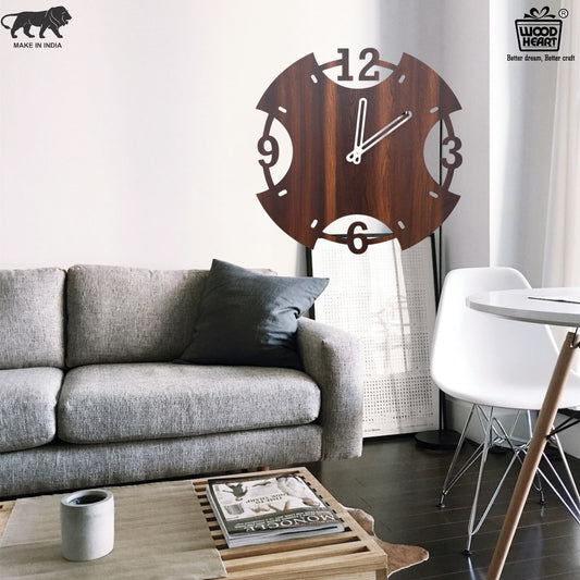 Creative Cutout Wooden Wall Clock – Bold Modern Design with Large Numerals