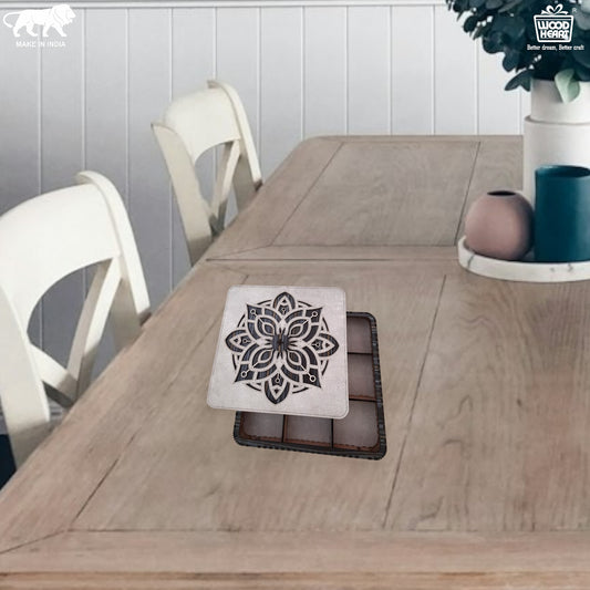 Premium Wooden Dry Fruit Box with Mandala Carved Lid – 9 Partitions