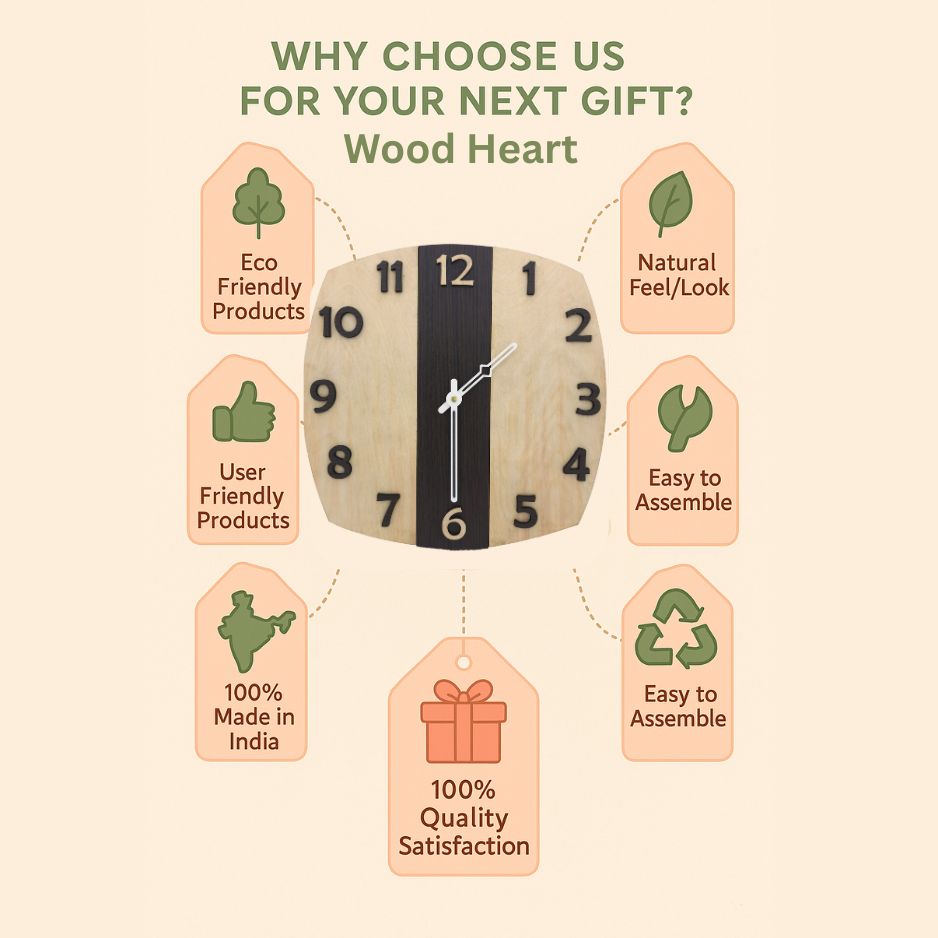 Two-Tone Vertical Stripe Wooden Wall Clock