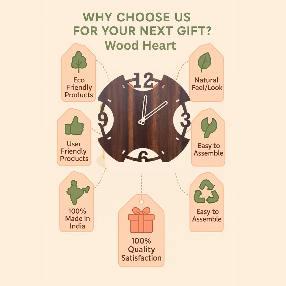 Creative Cutout Wooden Wall Clock – Bold Modern Design with Large Numerals