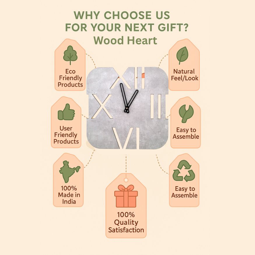 Modern Roman Cutout Wall Clock – Concrete Finish with Bold Contemporary Design