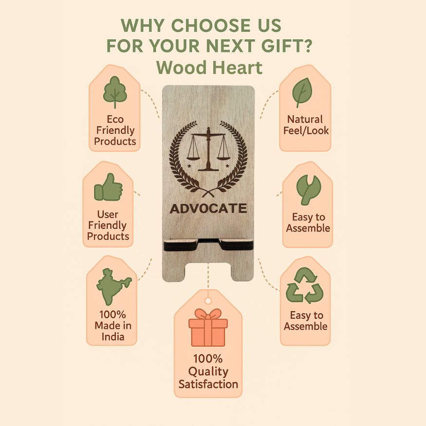 Customized Wooden Mobile Stand for Advocates – Laser Engraved Court of Law Design