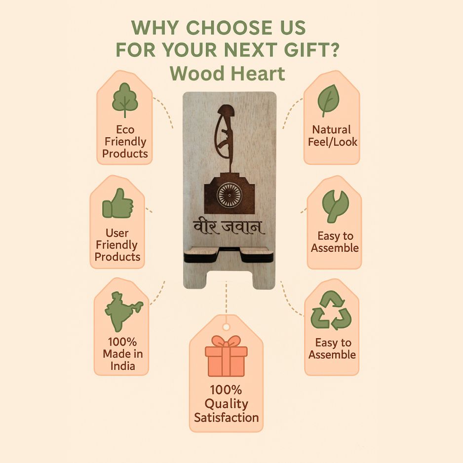 Veer Jawan Customized Wooden Mobile Stand – Patriotic Tribute Design