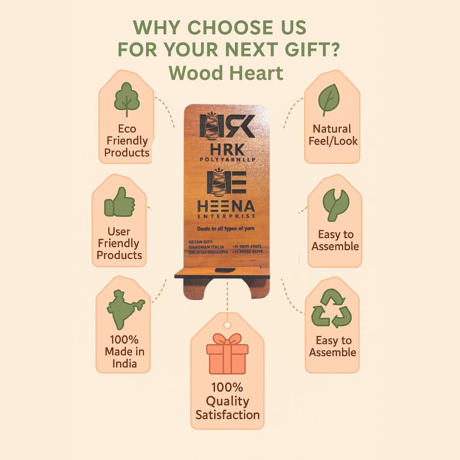 Customized Wooden Mobile Stand – HRK Polyyarn LLP & Heena Enterprise Branding