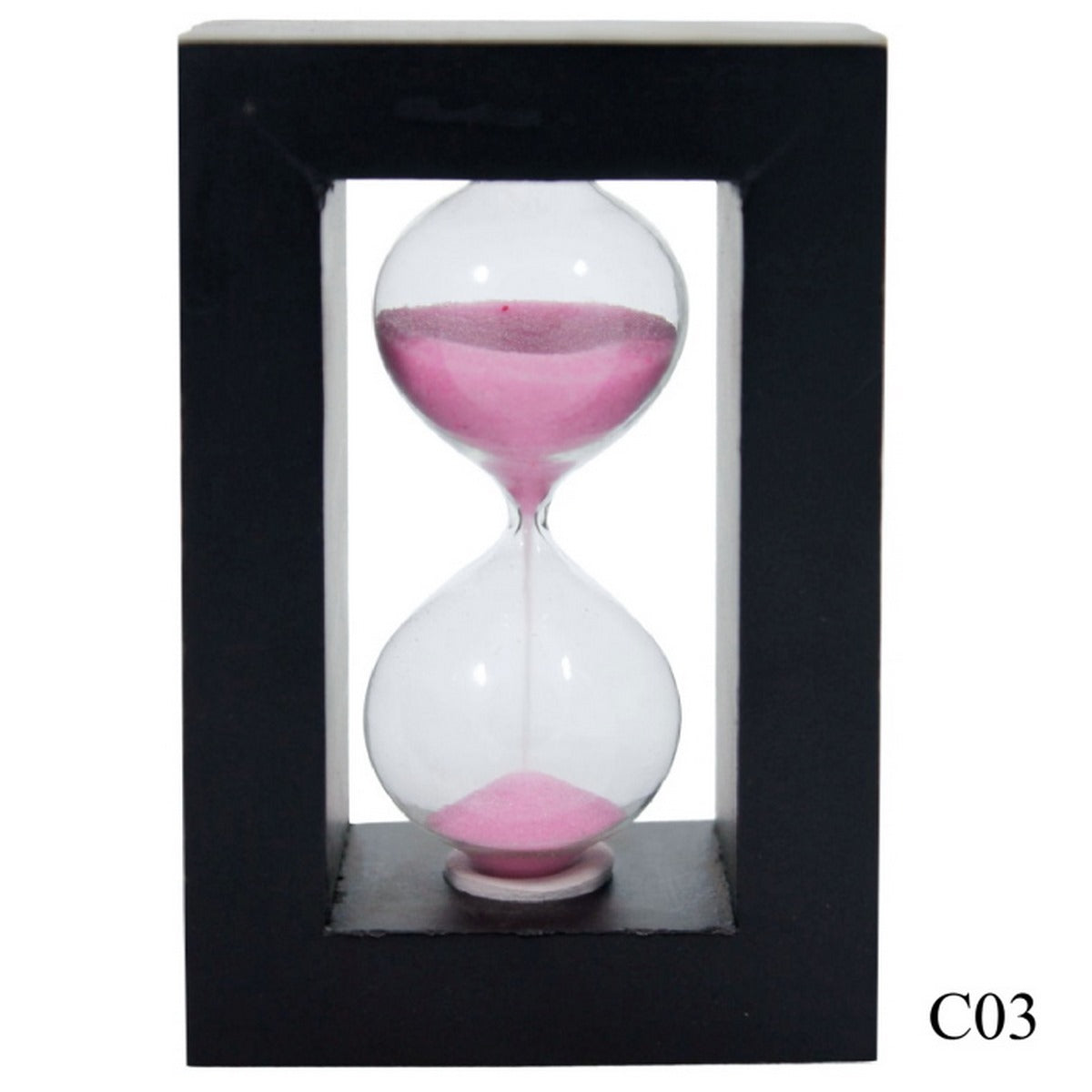 Elegant Wooden Frame Hourglass Timer – Pink Sand