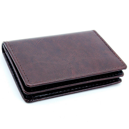 Classic Bi-Fold Leather Card Holder with ID Window