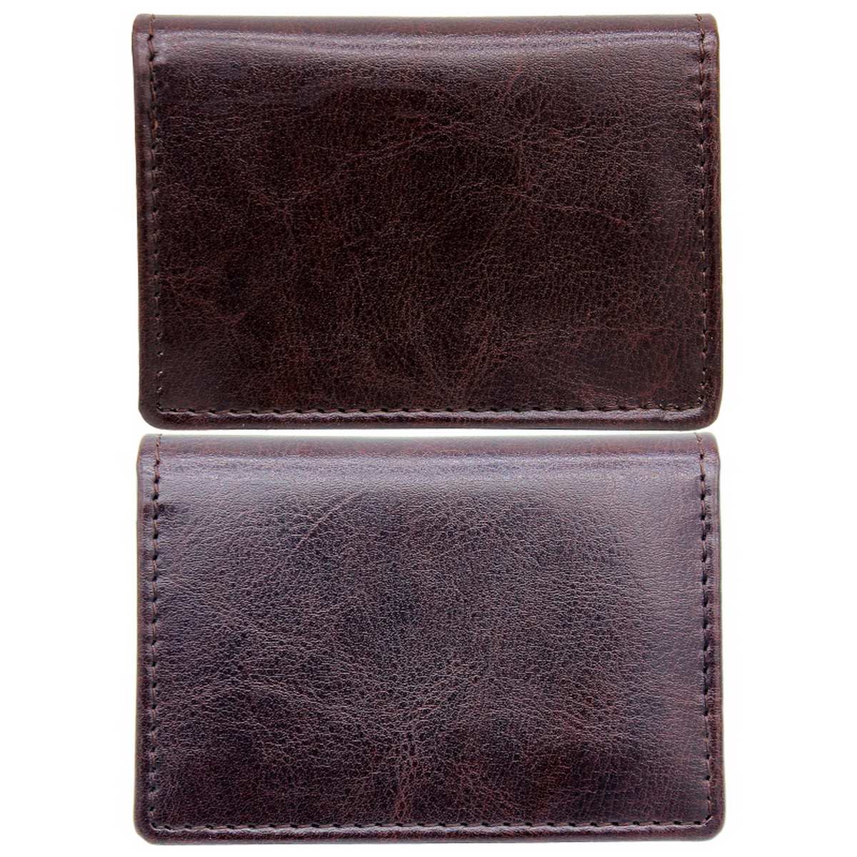 Classic Bi-Fold Leather Card Holder with ID Window