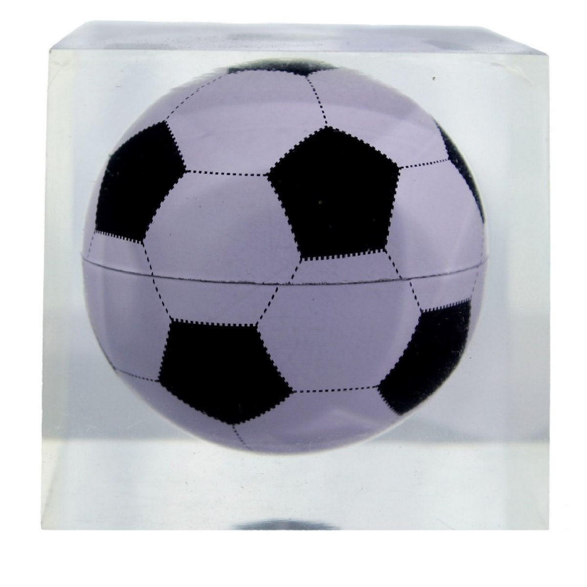 Acrylic Cube Paperweight with 3D Soccer Ball Design