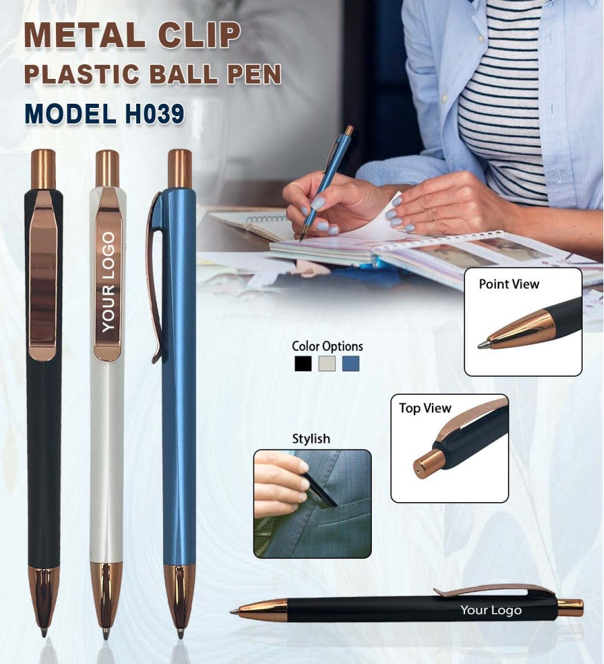 MetalClip Plastic Ball Pen