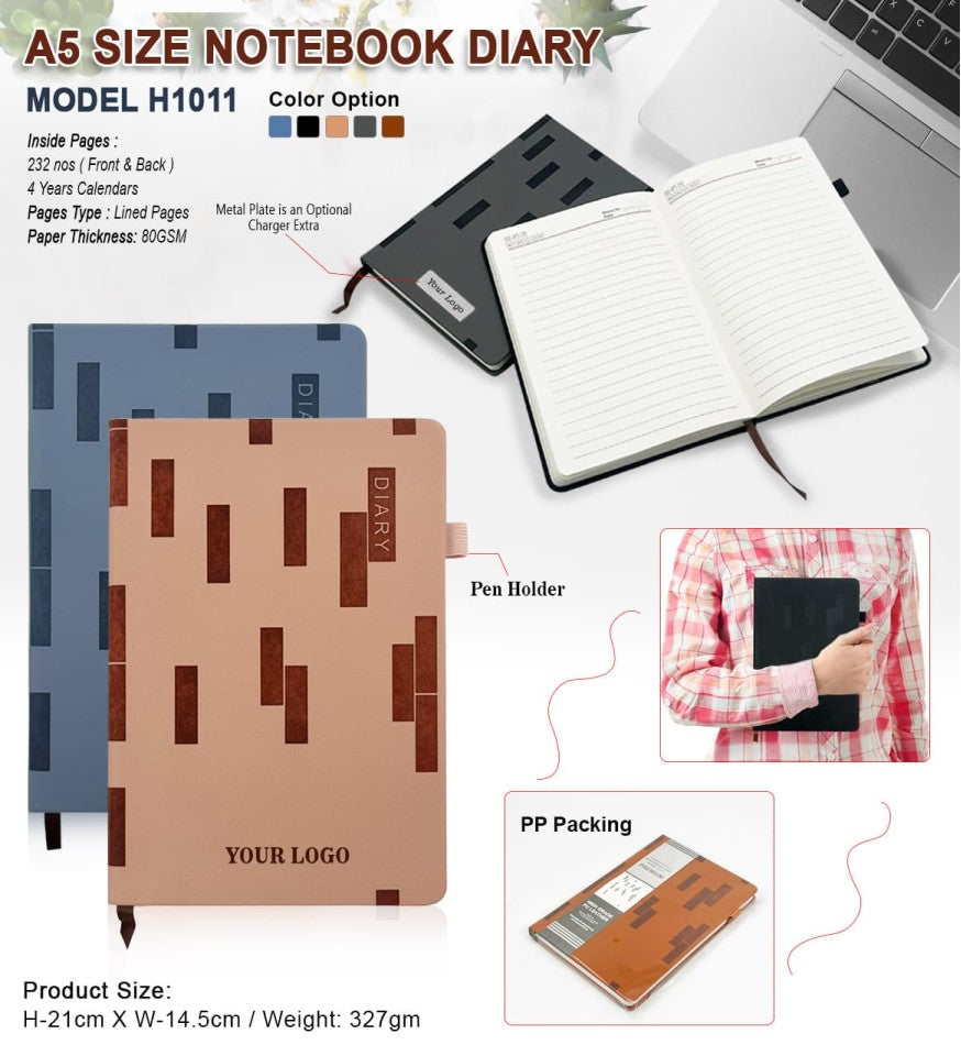 A5 Designer Notebook Diary with Pen Holder
