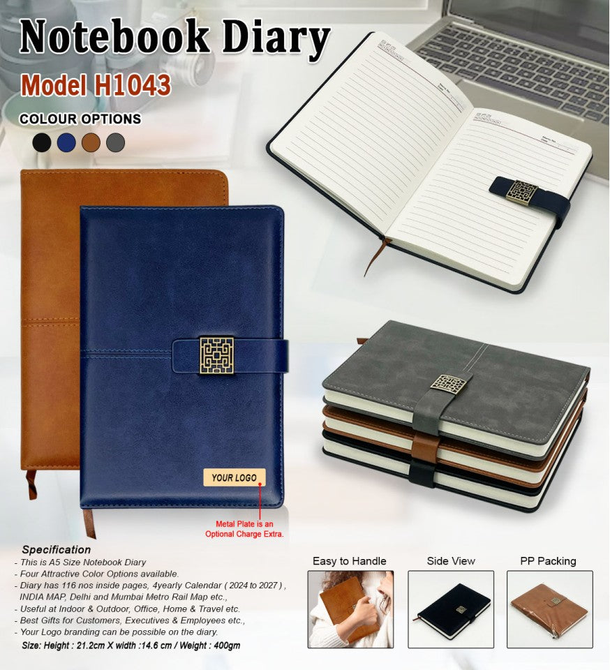 A5 Premium Notebook Diary – Elegant Magnetic Lock with Luxe Metal Accent