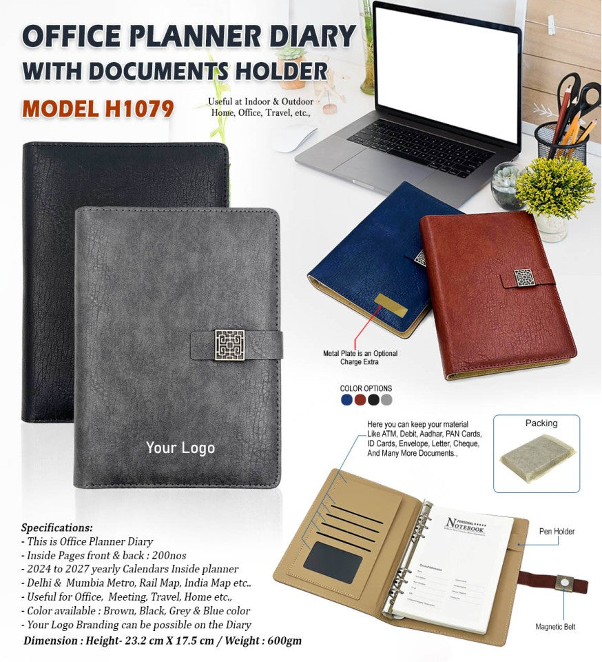 Office Planner Diary with Documents Holder – Premium Magnetic Closure Organizer