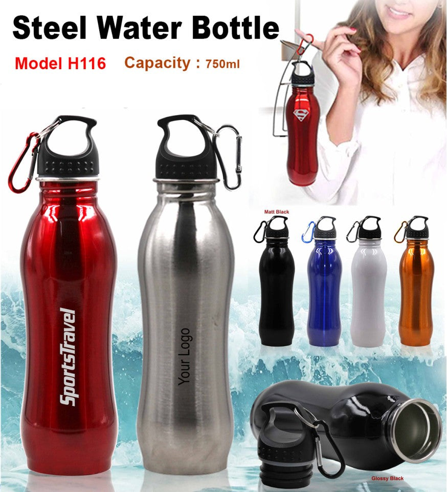 AquaTrek 750ml Stainless Steel Water Bottle – Travel Carabiner Edition