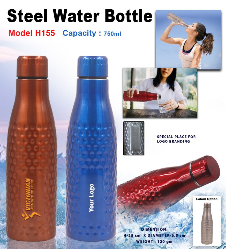 AquaSteel Textura 750ml Stainless Steel Water Bottle – Dimpled Grip Design