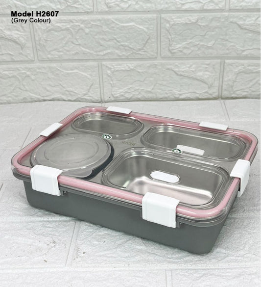 4 Compartment Lunch Box with Spoon & Fork