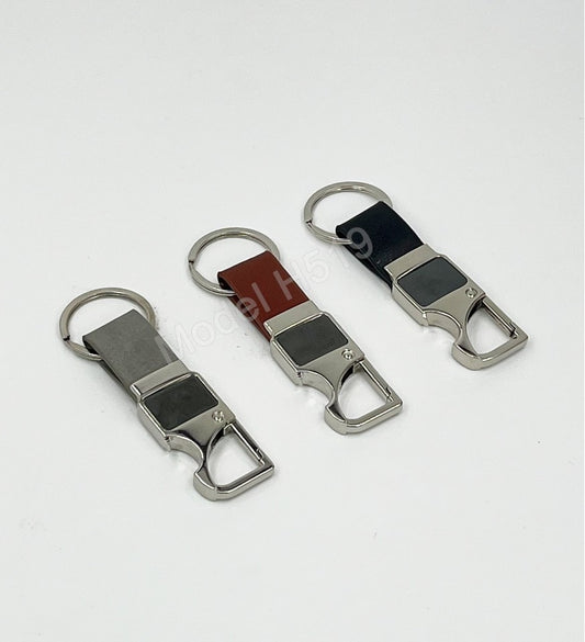 Metal Hook Keychain with Bottle Opener & PU Strap