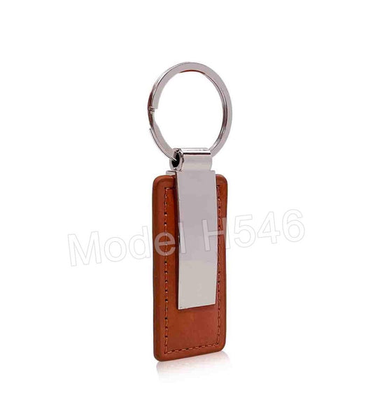 Round Top Metal Keychain with PU Belt