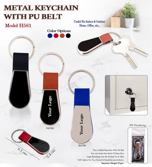 Premium Metal Keychain with PU Belt