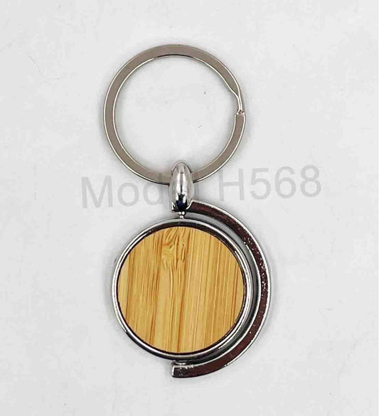 Globe Shape Rotating Wooden Metal Keychain