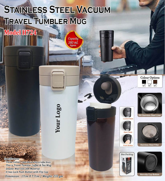Stainless Steel Vacuum Travel Tumbler Mug – 380ml
