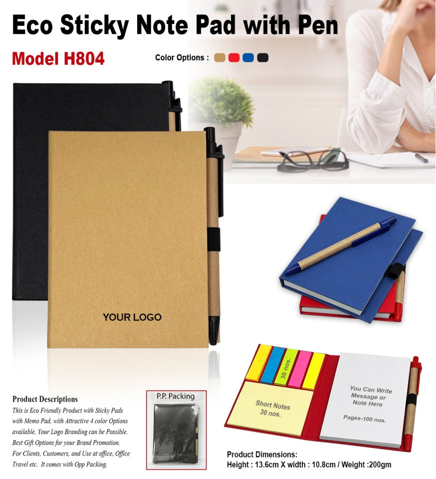 Eco Sticky Note Pad with Pen