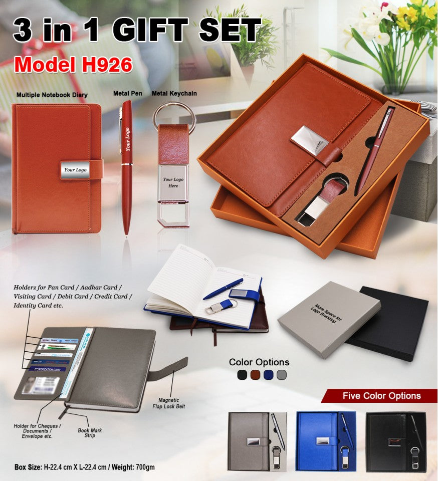 Corporate Gift Combo Set – Diary, Pen & Keychain