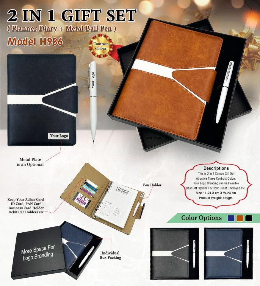 2 in 1 Premium Planner Diary & Metal Ball Pen Gift Set