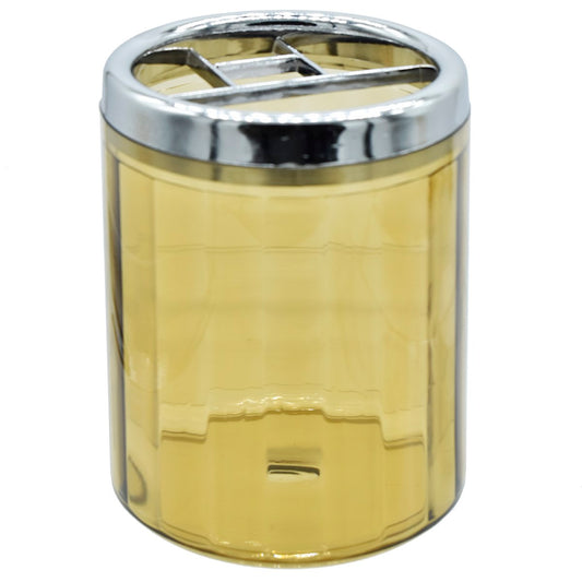 Round Transparent Pen Holder with Chrome Rim