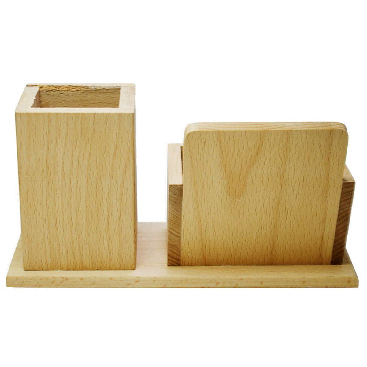 Dual Wooden Organizer – Natural Beechwood Finish
