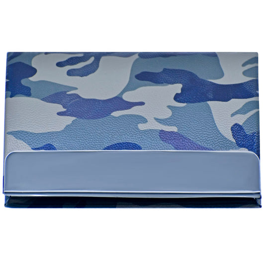 Camouflage Leatherette Business Card Holder with Steel Trim