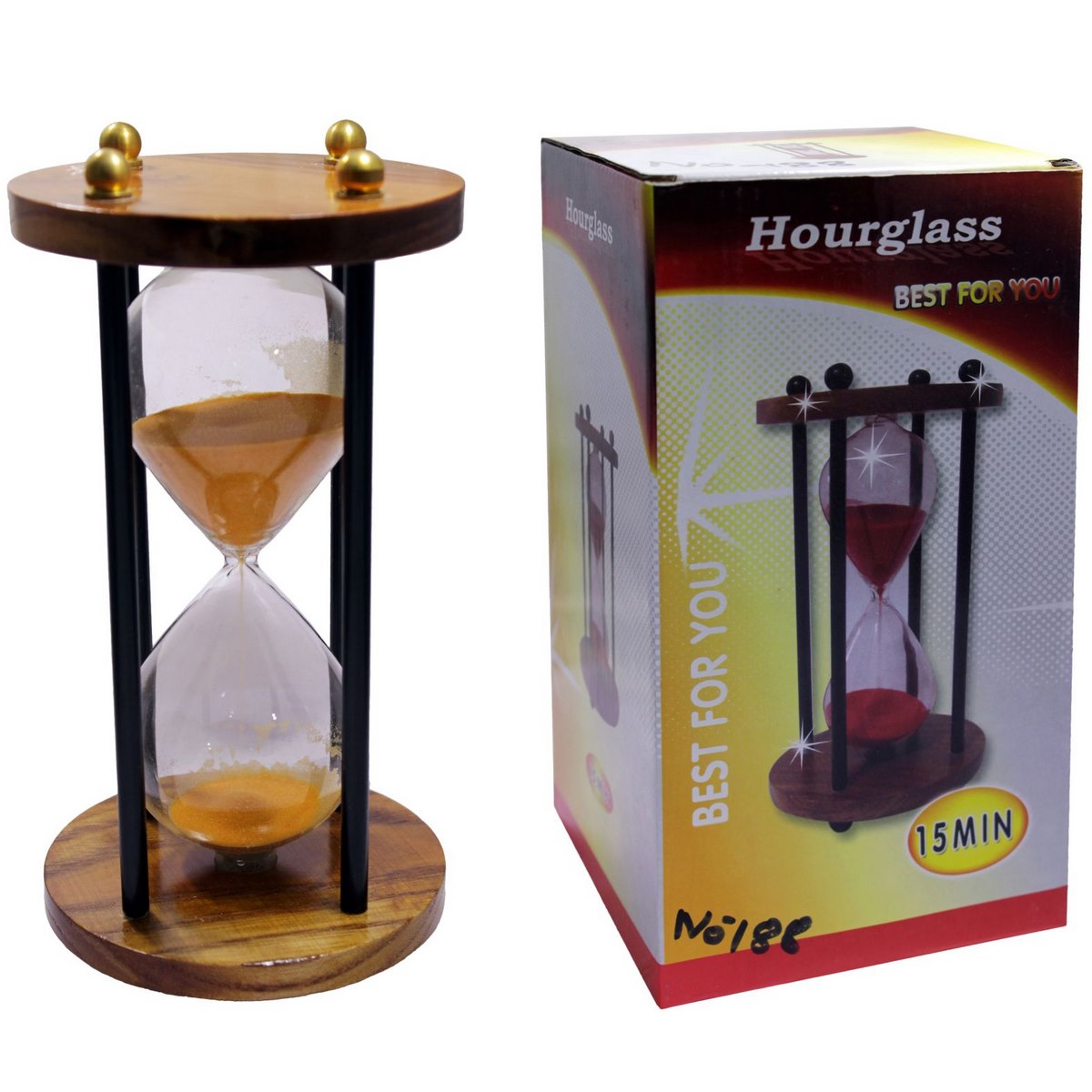 Wooden Frame Hourglass Timer – 15 Minute Countdown