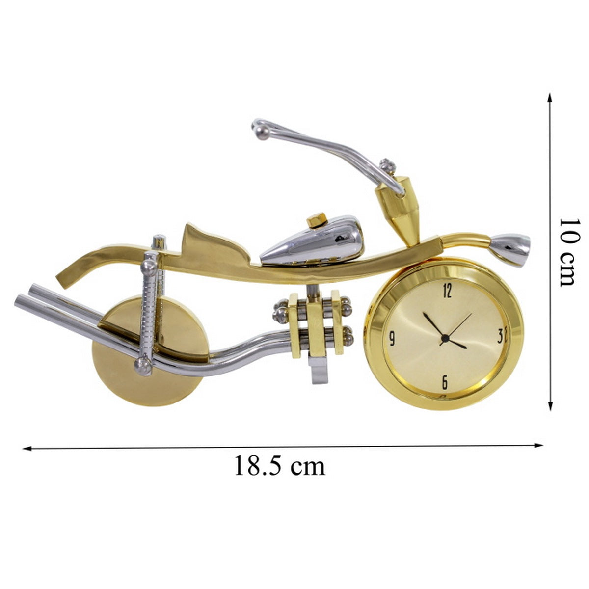 Metal Motorcycle Desk Clock – Gold & Silver Finish