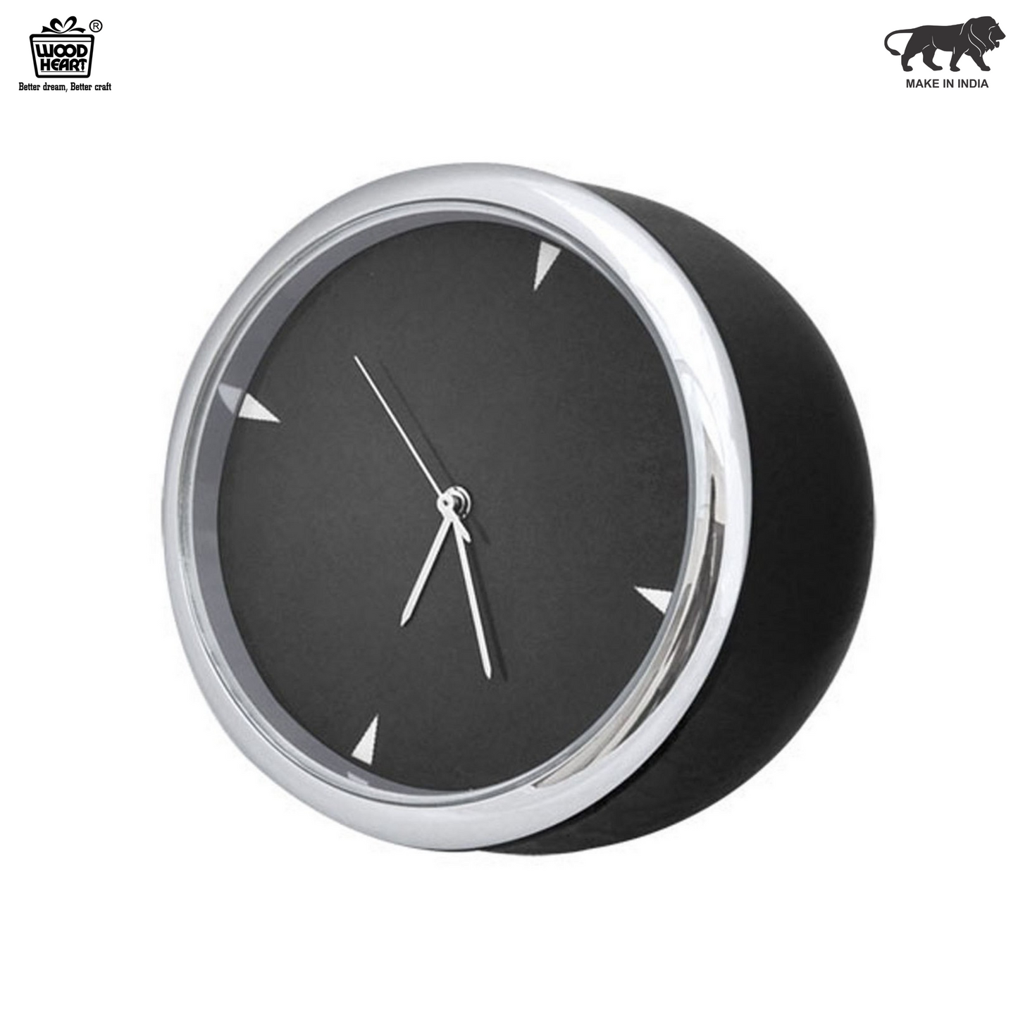 Wood Heart Black Finish Mini Desk Clock – Contemporary Design