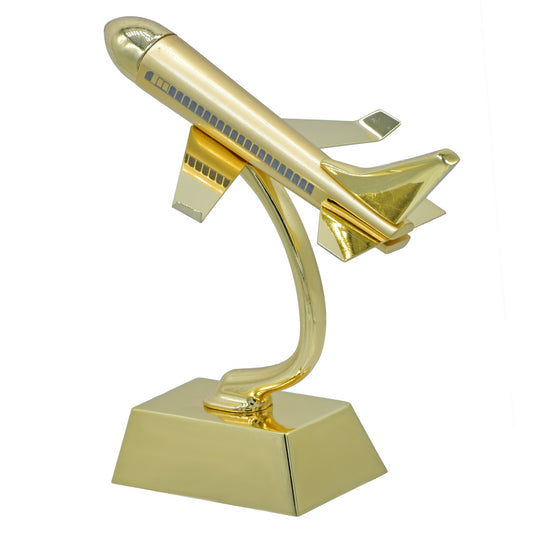 Golden Airplane Table Decor Showpiece – Premium Metal Finish