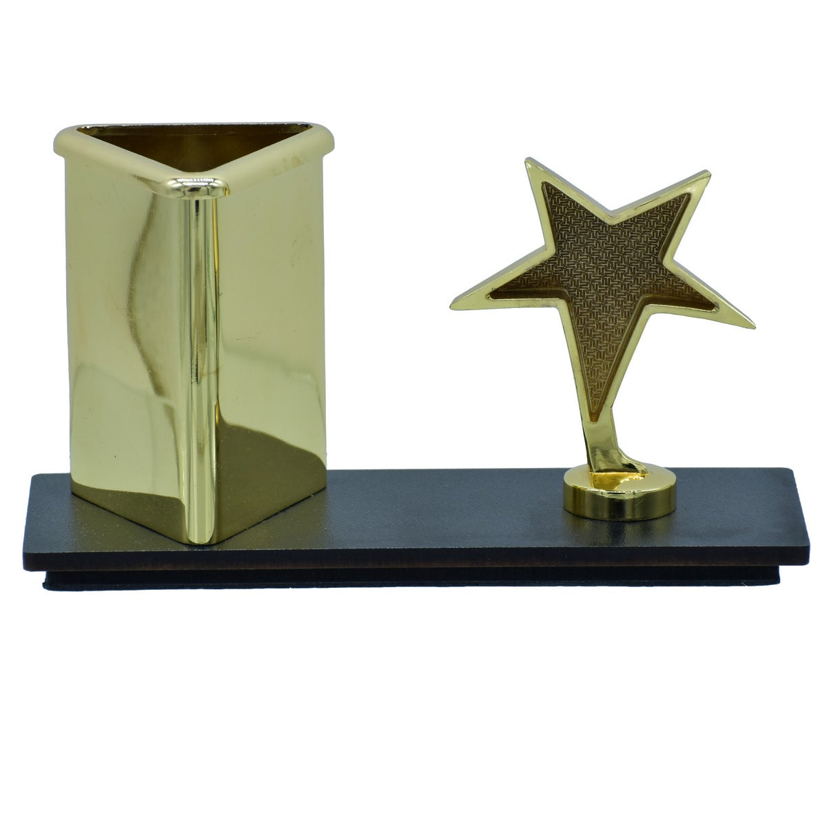 Golden Star Desk Organizer with Clock – Stylish Desktop Utility Stand