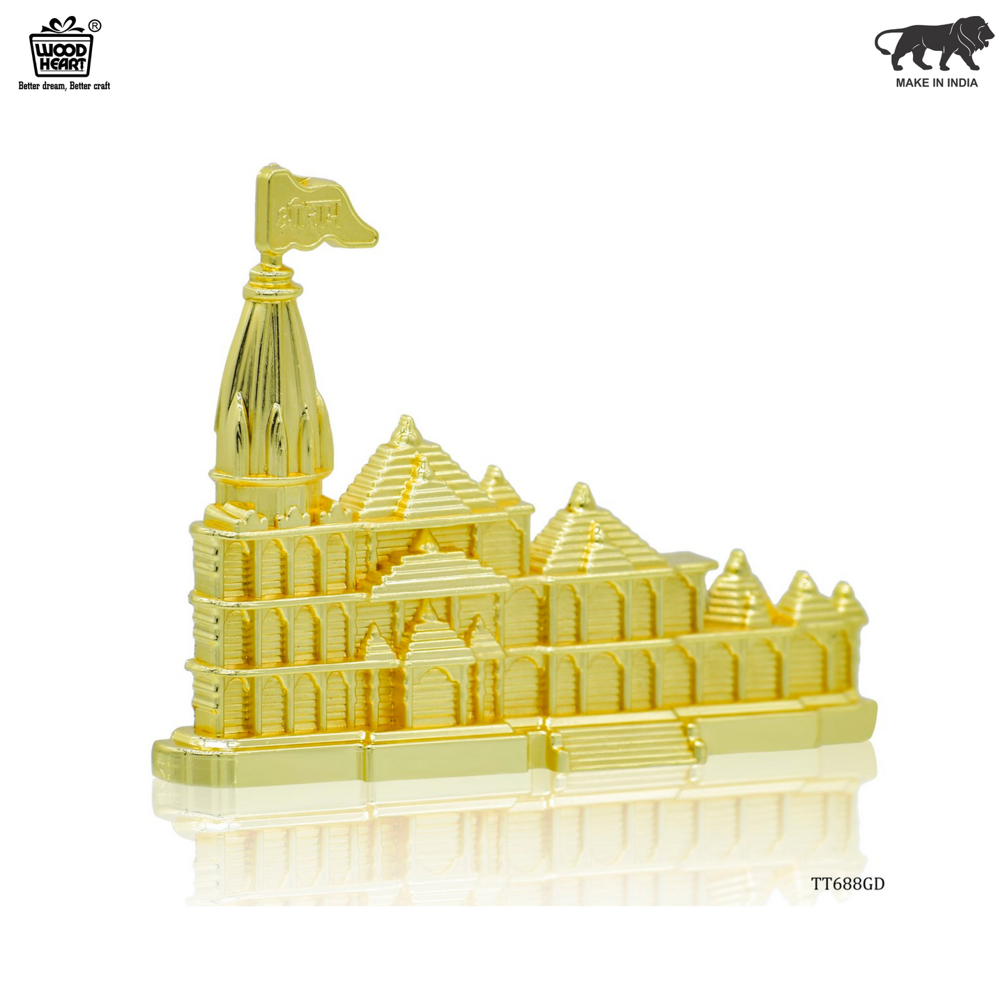 Shri Ram Mandir Ayodhya Golden Replica Showpiece