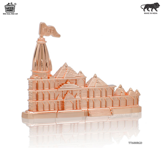 Shri Ram Mandir Ayodhya Rose Gold Replica Showpiece