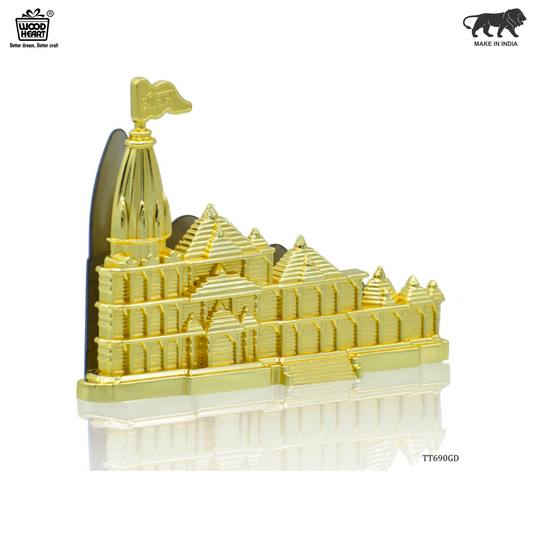 Gold-Plated Ram Mandir Replica Showpiece