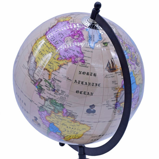 Vintage World Globe with Wooden Base – Educational & Decorative