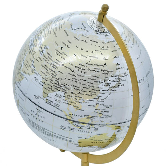 Modern Luxe World Globe with Golden Stand – Decorative & Educational