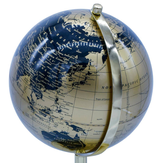 Luxury Gold & Navy Decorative World Globe – 8 Inch