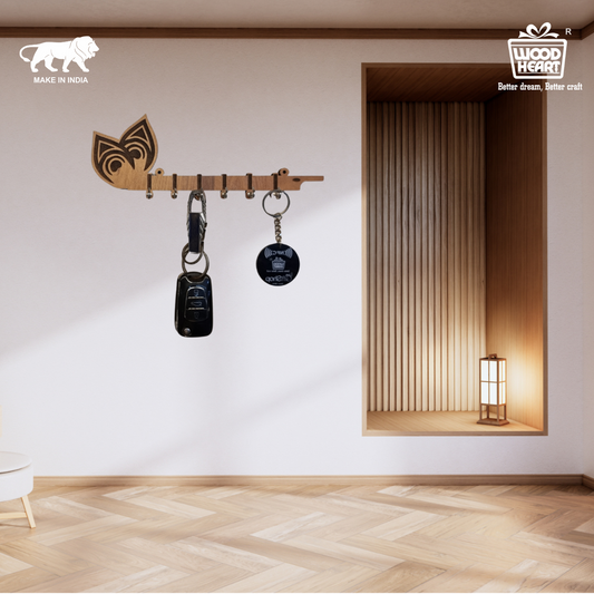 Wooden Owl-Themed Key Holder – 7 Hooks