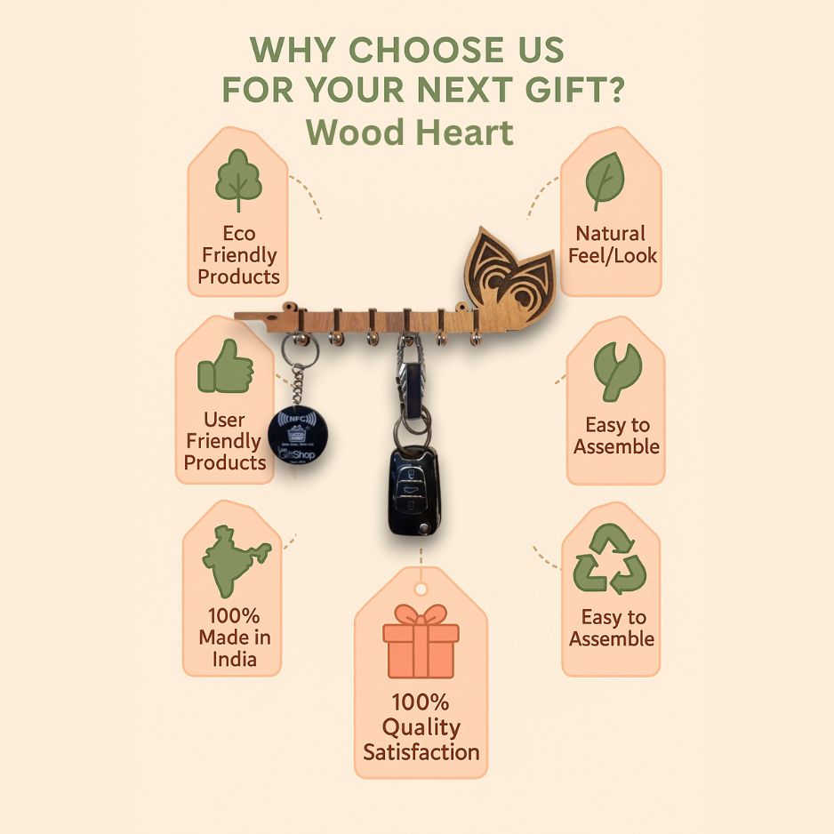 Wooden Owl-Themed Key Holder – 7 Hooks