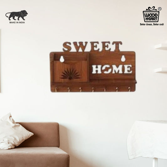 SweetHome Wooden Key Holder with Mail Organizer