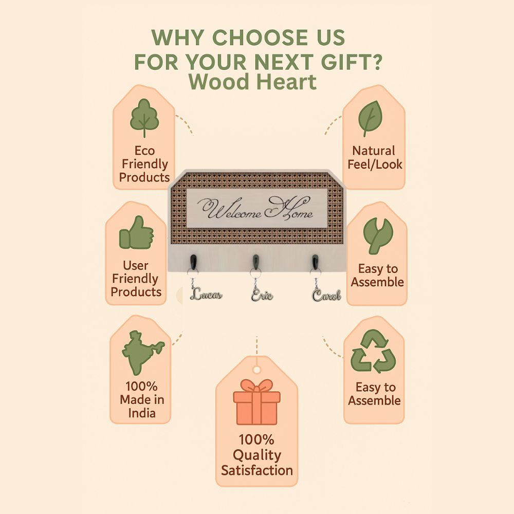 Welcome Home Decorative Wooden Key Holder